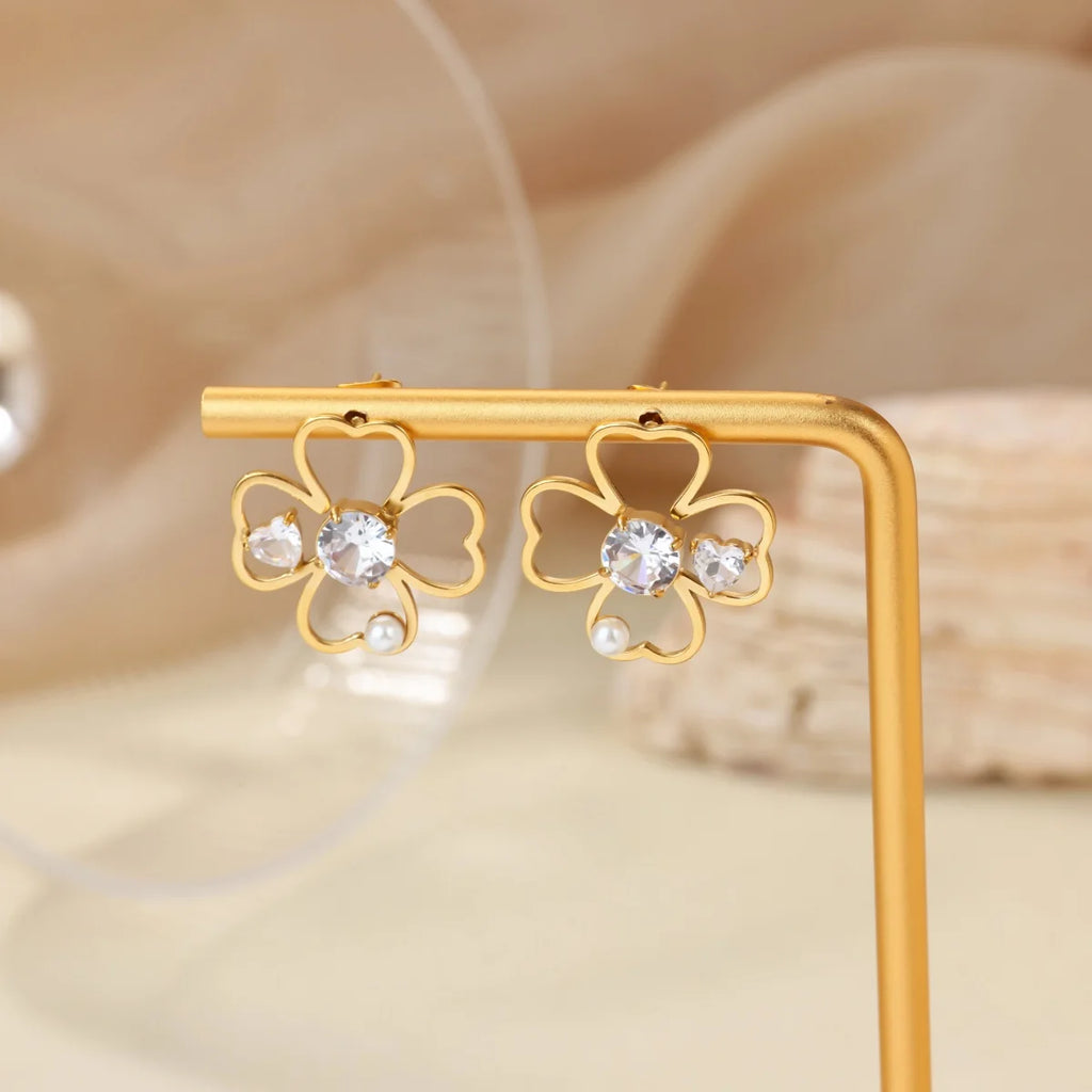 Pendientes de Tacha Trébol de 4 Hojas de la Suerte