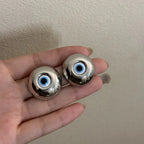 Pendientes de botón vintage contra el mal de ojo plata