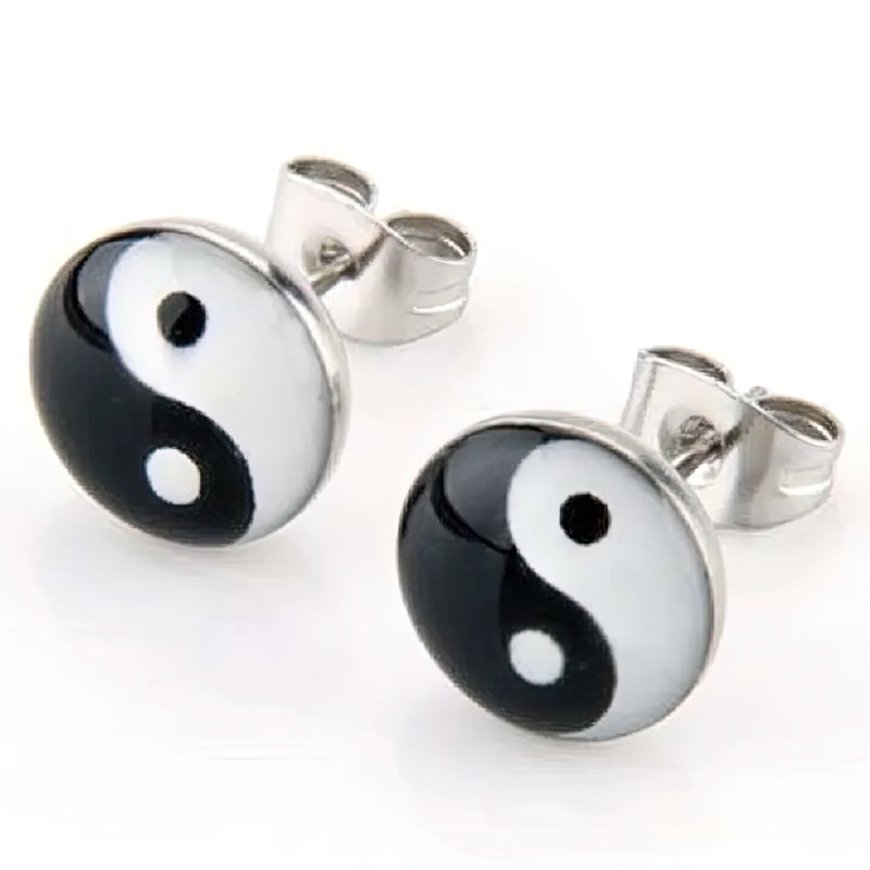 Pendientes Yin Yang negro y blanco 