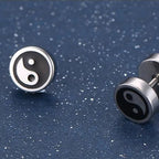 Pendientes de botón Yin Yang para hombre