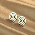 Pendientes de botón espiral plata