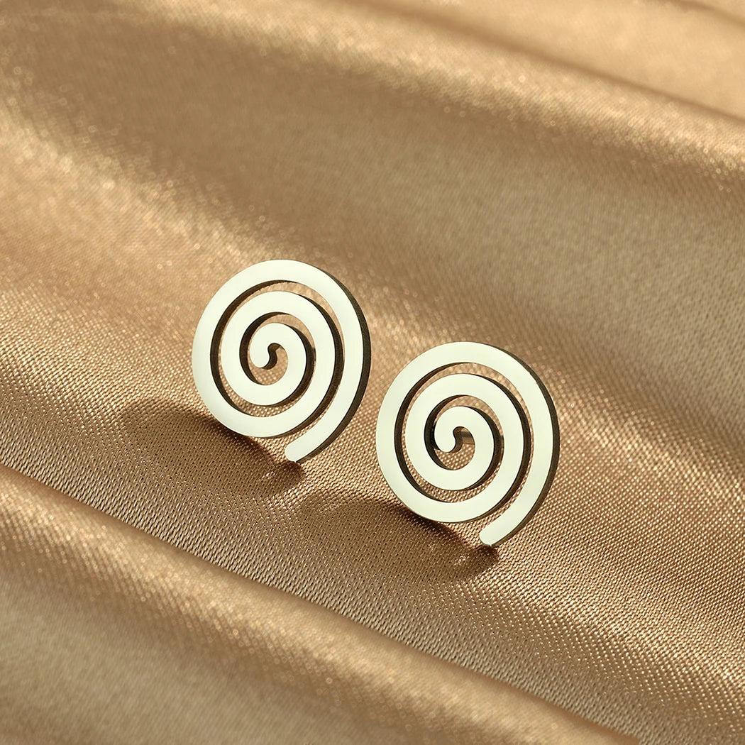Pendientes de botón espiral plata