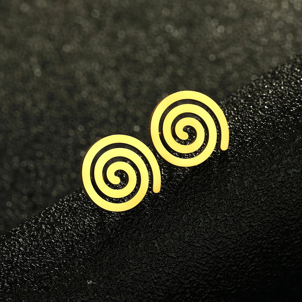 Pendientes de botón espiral oro