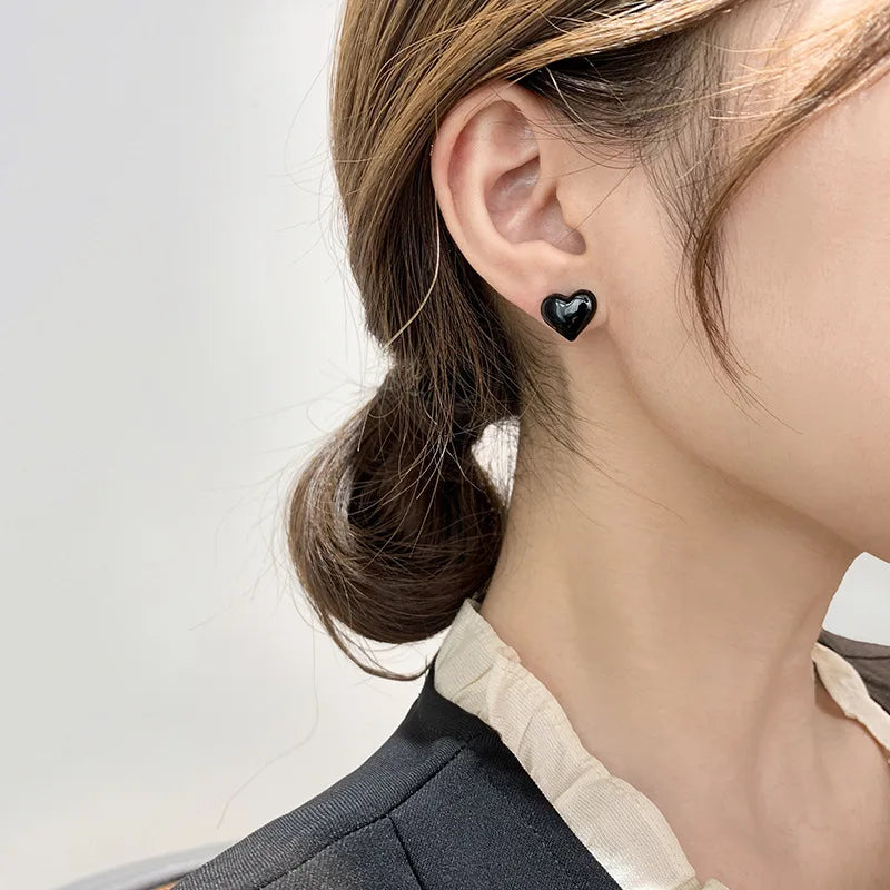 Pendientes de Corazón para Mujer en Negro