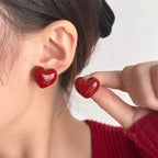 Pendientes de Corazón para Mujer en Rojo