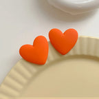 Pendientes corazón de terciopelo naranja