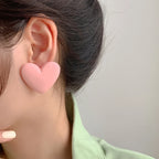 Pendientes corazón de terciopelo rosa claro