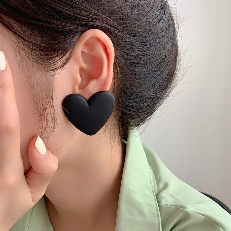 Pendientes corazón de terciopelo negro