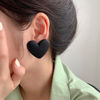 Pendientes corazón de terciopelo negro