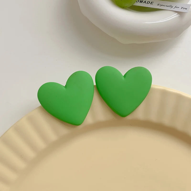 Pendientes corazón de terciopelo verde claro