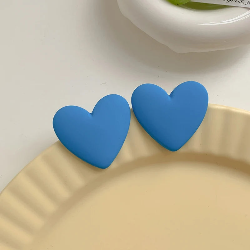Pendientes corazón de terciopelo azul