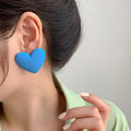 Pendientes corazón de terciopelo azul