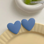 Pendientes corazón de terciopelo azul zinc