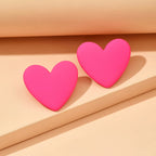 Pendientes corazón de terciopelo rosa 