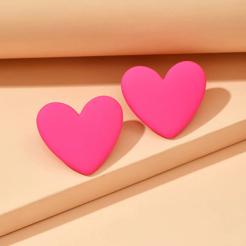 Pendientes corazón de terciopelo rosa 
