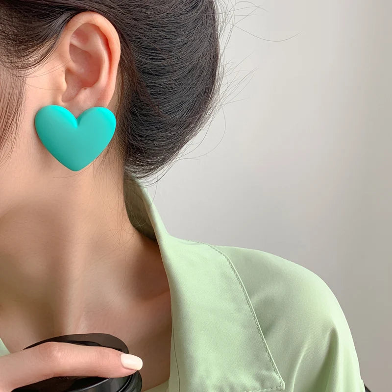 Pendientes corazón de terciopelo turquesa