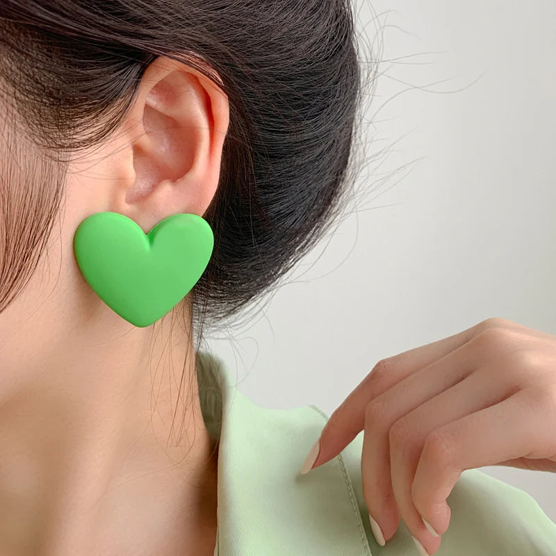 Pendientes corazón de terciopelo verde claro