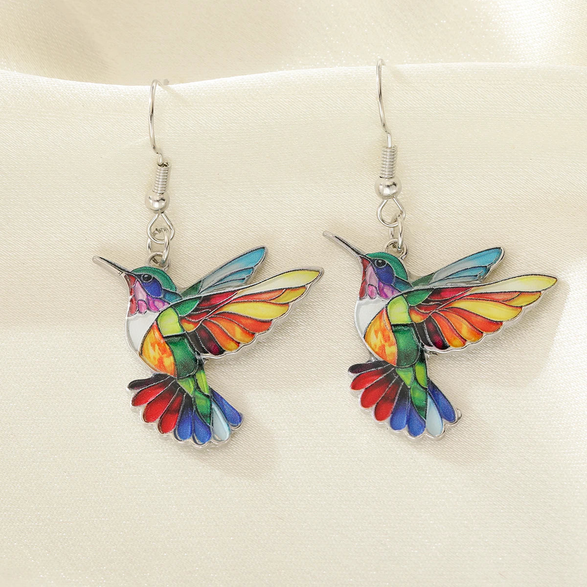 Boucles d'oreilles colibri arc-en-ciel