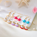 Pendientes colgantes de concha de colores 