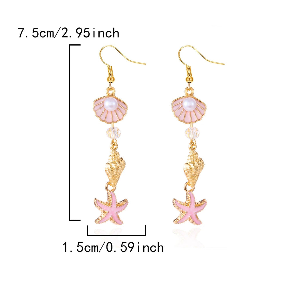 Pendientes colgantes de concha de colores