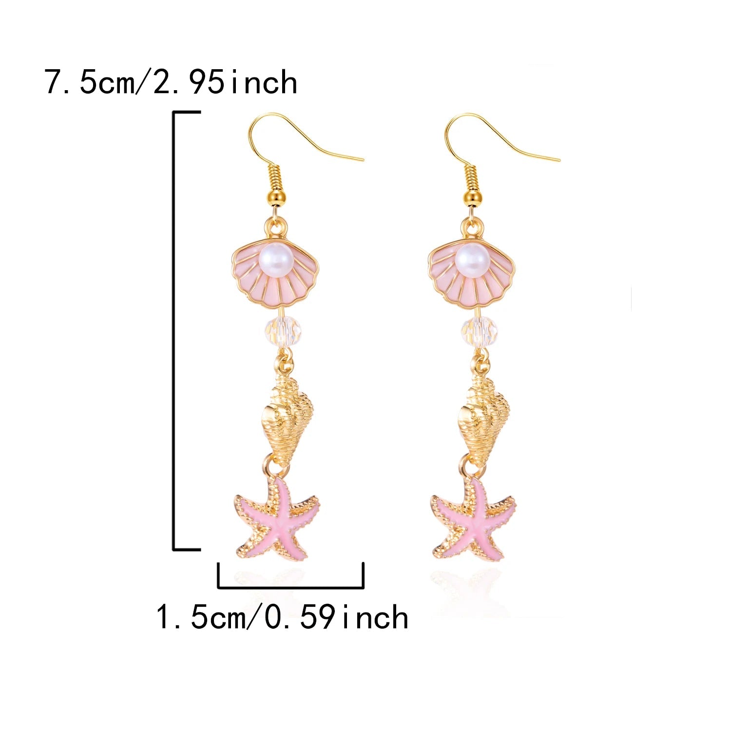Pendientes colgantes de concha de colores