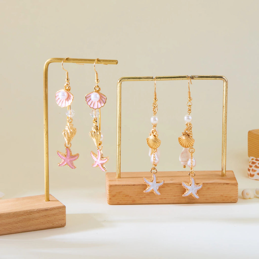Pendientes colgantes de concha de colores 
