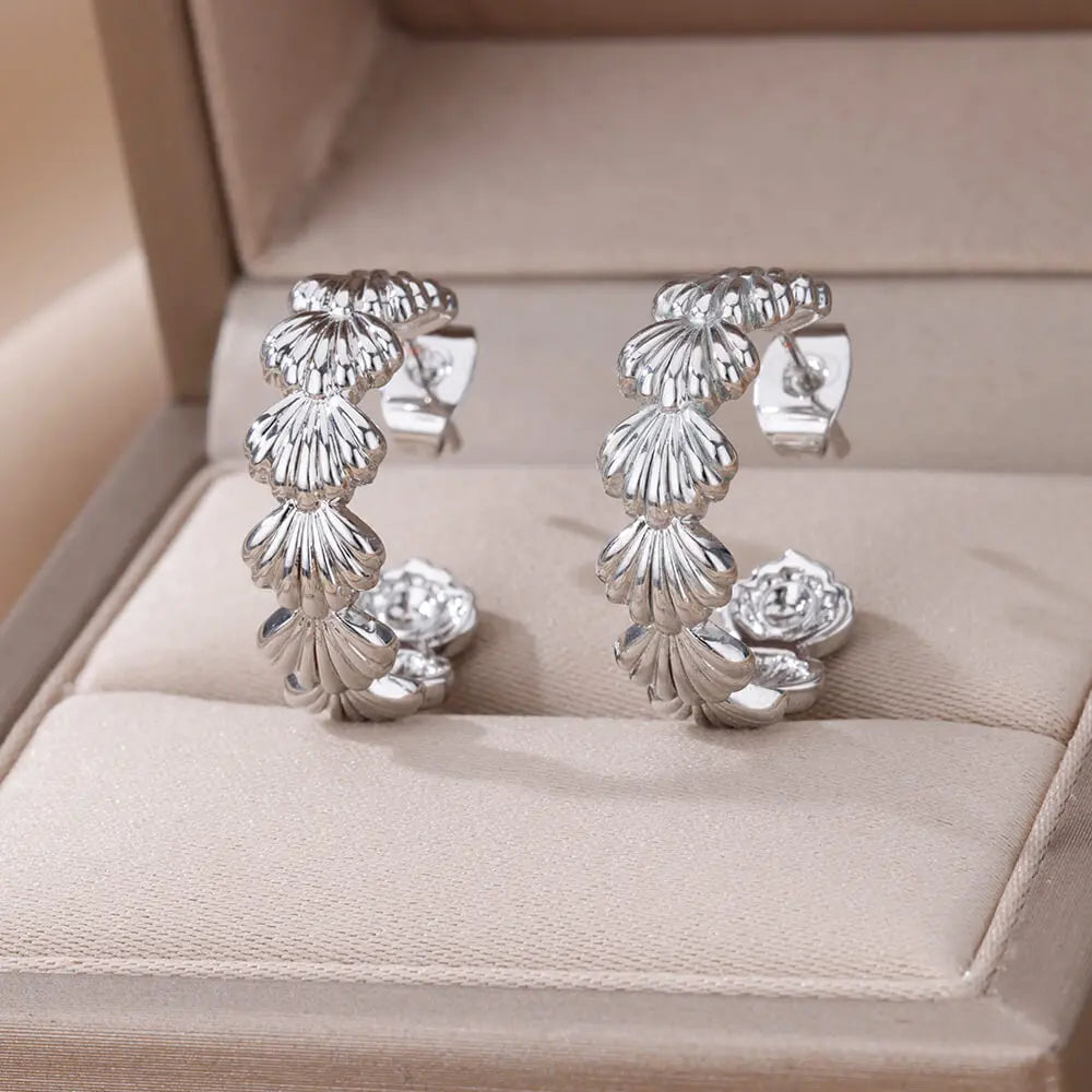 Pendientes de concha para mujer plata