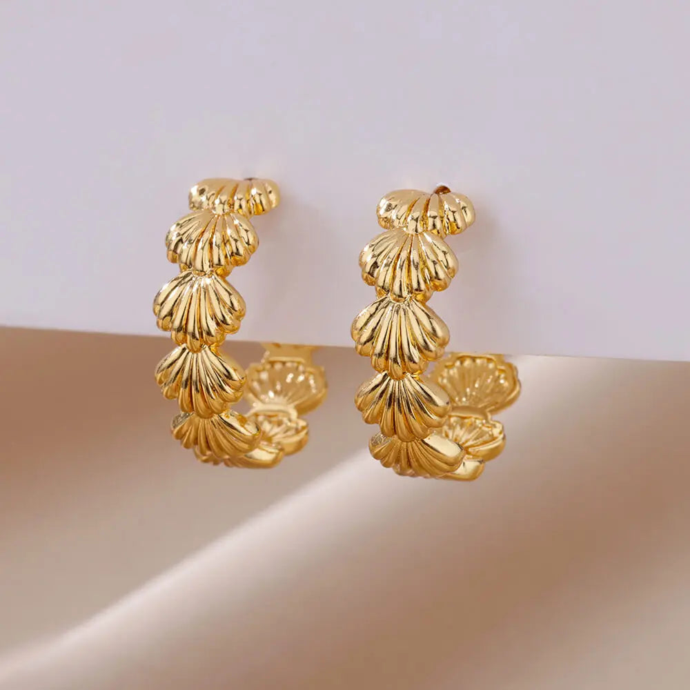 Pendientes de concha para mujer oro