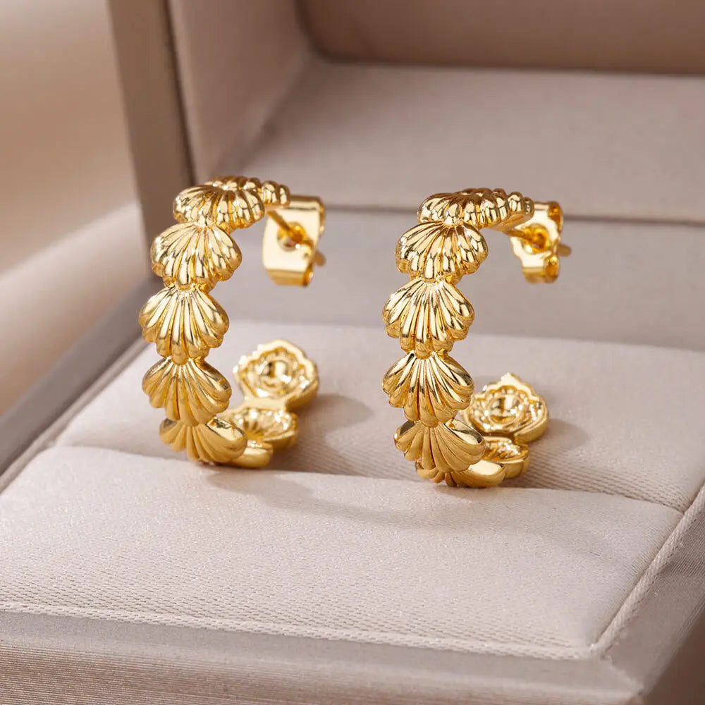 Pendientes de concha para mujer oro