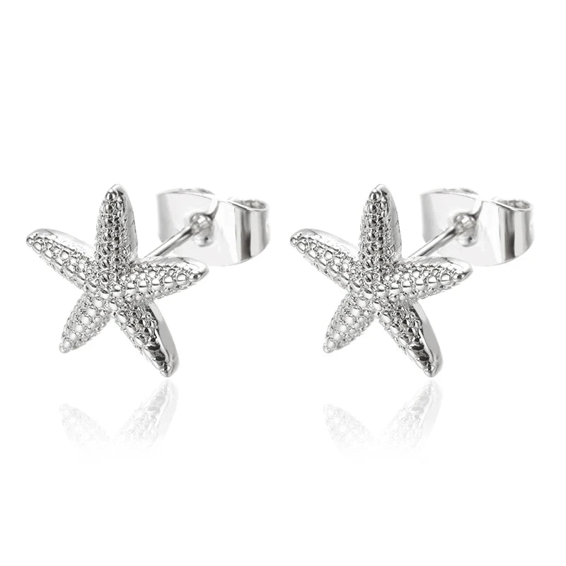 Pendientes de concha para mujer estrellas de mar plata