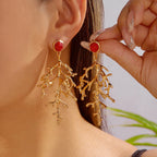 Pendientes de coral dorados