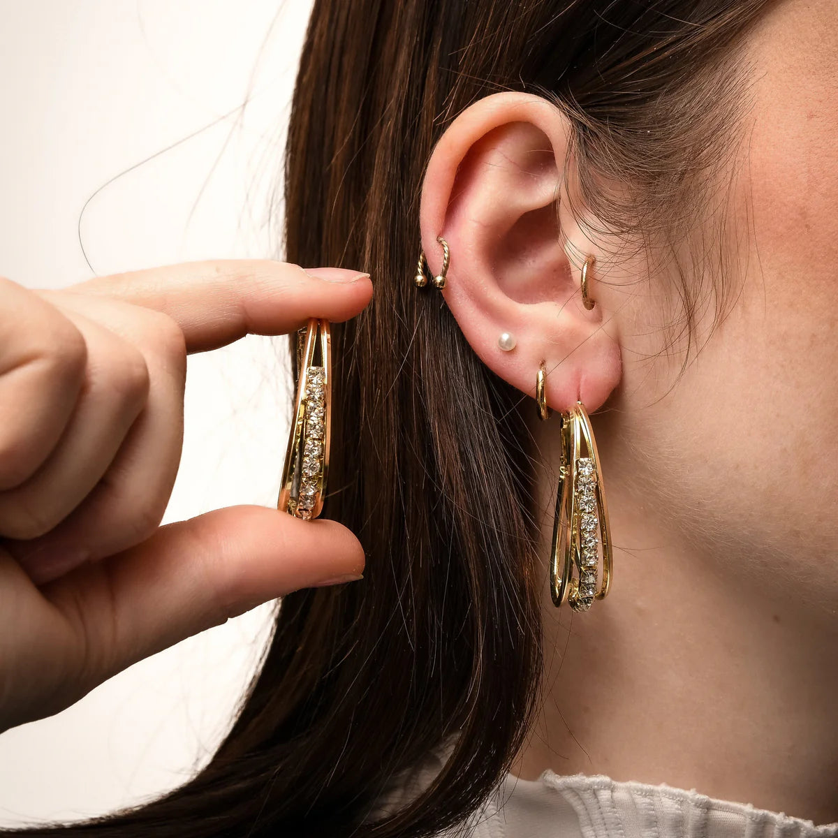 Pendientes con strass oro 