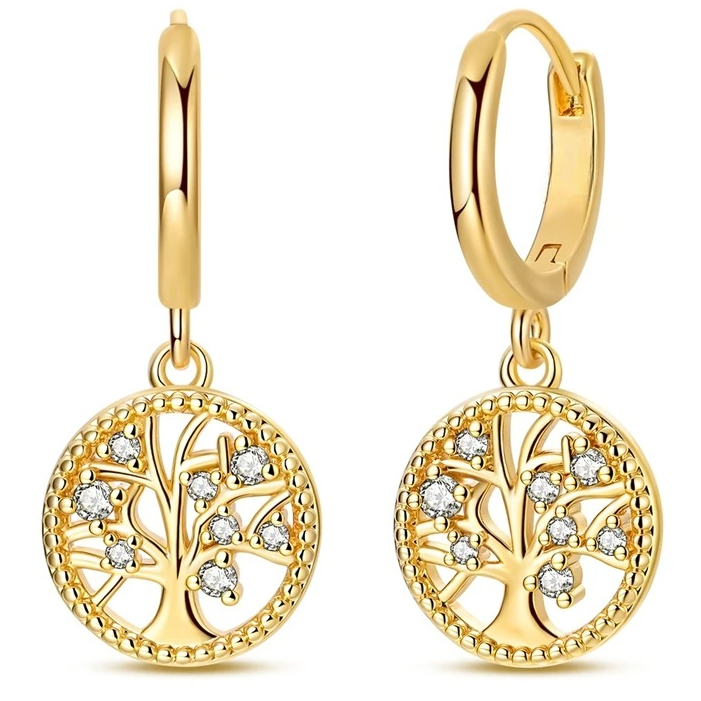 Pendientes de aro árbol de la vida brillantes