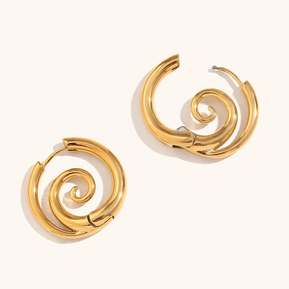 Pendientes de aro con motivo espiral oro