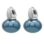 Pendientes Aros con Perla Azul y Circonio plata y azul