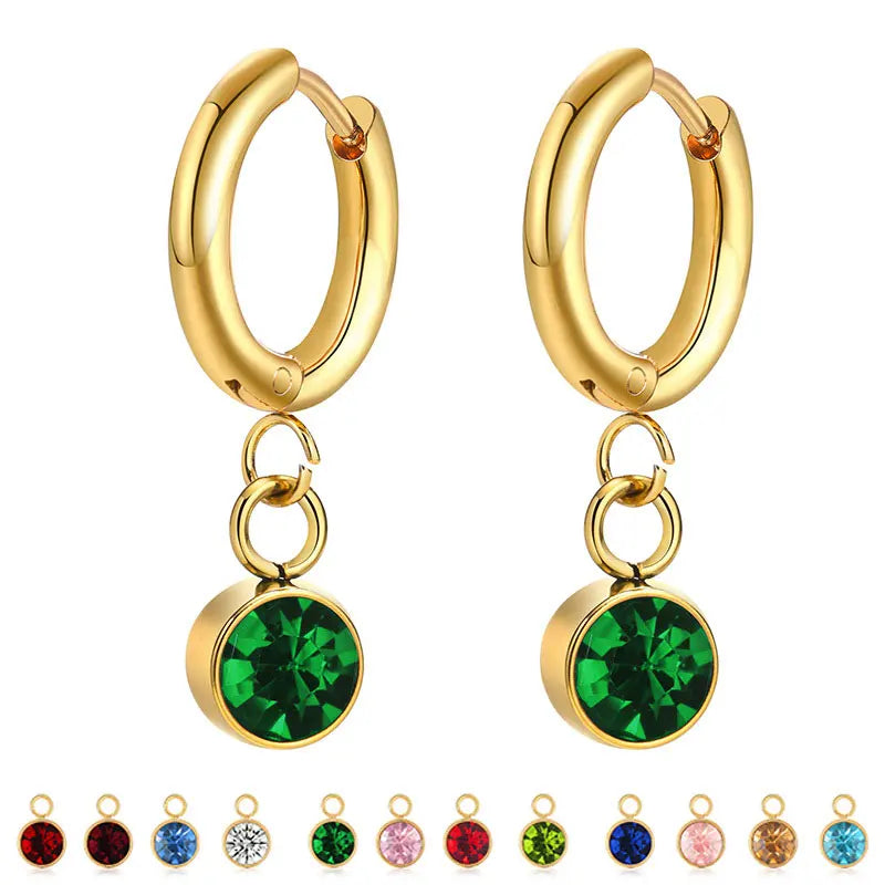 Pendientes de Aro con Piedra de Nacimiento de Circonio