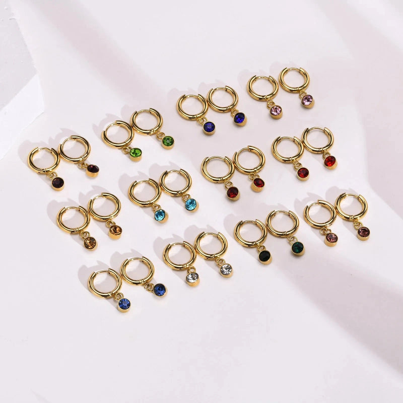 Pendientes de Aro con Piedra de Nacimiento de Circonio