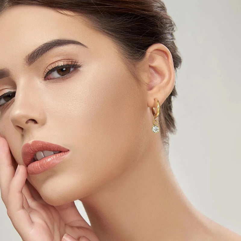 Pendientes de Aro con Piedra de Nacimiento de Circonio