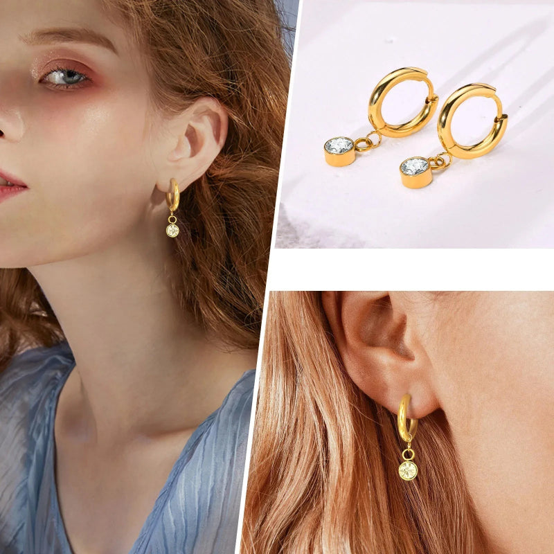 Pendientes con Piedra de Nacimiento y Circonita 