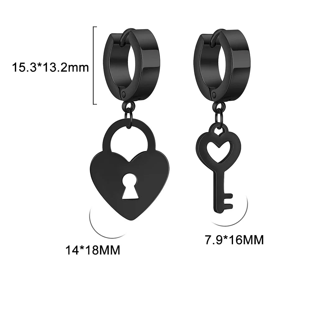 Pendientes de aro con llave y candado