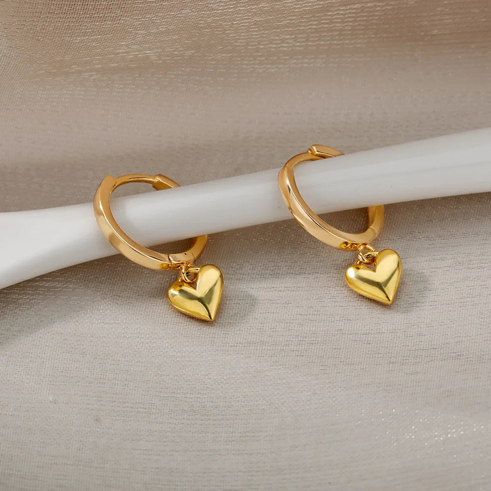 Pendientes de aro corazón de oro