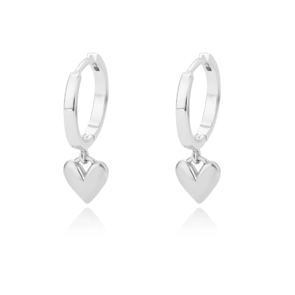 Pendientes de aro corazón de plata