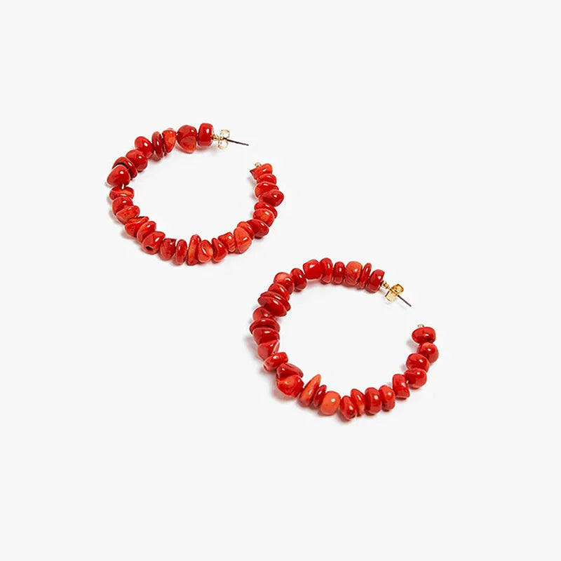 Pendientes Aros Coral rojo