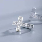 Pendientes de aro cruz brillante