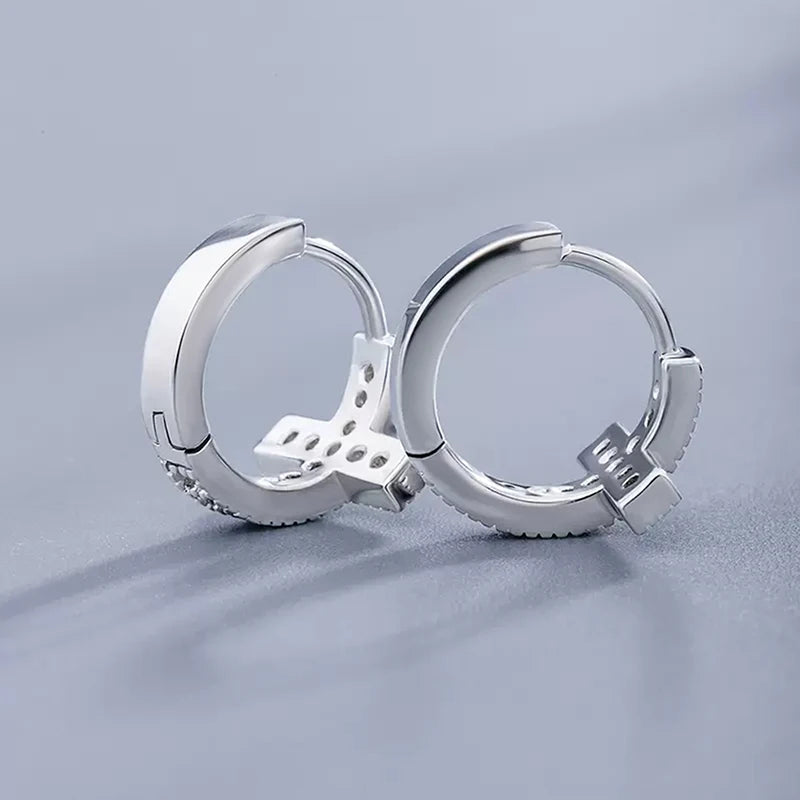 Pendientes de aro cruz brillante