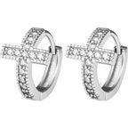 Pendientes de aro cruz brillante