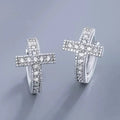 Pendientes de aro cruz brillante