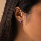 Pendientes de aro dorados con piedra de nacimiento para mujer