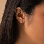 Pendientes de aro dorados con piedra de nacimiento para mujer