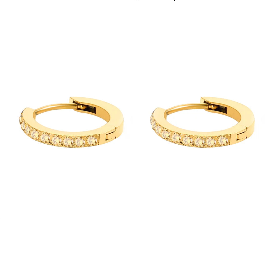 Pendientes de aro dorados con piedra de nacimiento para mujer